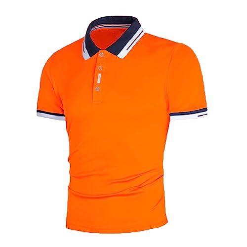 Polo de vestir para hombre 2026, camisa de manga corta, ligera, transpirable, para exteriores, golf, camiseta básica para deportes de verano, naranja, L