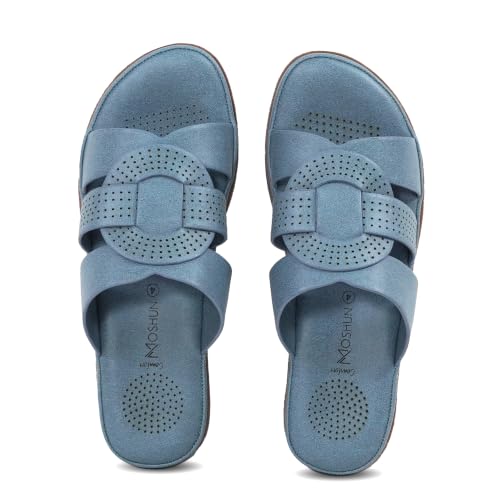 Image of Moshun Criss Cross Sandals for Women & Girls | Multi Strap & X Strap Flat Sandals, Bounce Back Technology Footbed with Adjustable Strap, Anti-Slip Sole | Lightweight Daily Wear Casual Slip-On Sandals