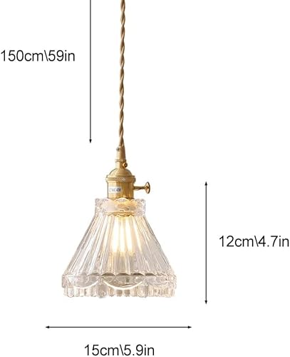 Miniatura 4 de Moderno paquete de 2 lámparas colgantes de isla de cocina, candelabro vintage de latón cepillado, mini lámpara colgante de pantalla de vidrio