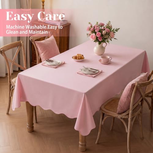 CrystalSylara Scalloped Tablecloth,Pink,84" X 60",Rectangle by CrystalSylara - Used condition - Image 3