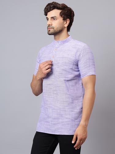 Image of LATEST CHIKAN Men's Cotton Regular Casual Strped Short Kurta Half Sleeves - (SK-LJ.DS.AS)