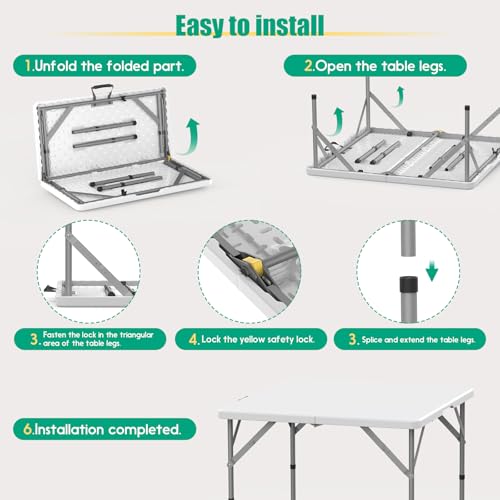 34'' Square Folding Card Table 2 Pcs,Dining Table with Handle & Safety Lock - image 6