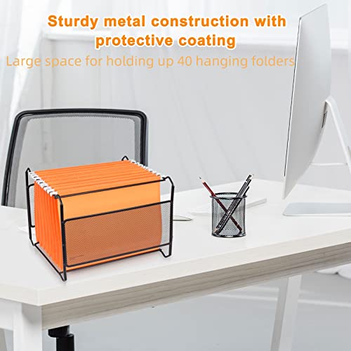 Megrez Hanging File Organizer, A4 Hanging File Folders Frame, Universal Letter Size Steel Hanging Folders Frame, Black #TOP2