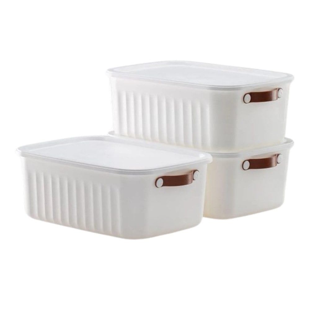 HOPS Storage Box with Lid, Set of 3, 20L-15L -10L BPA-Free Plastic, Nestable and Stackable