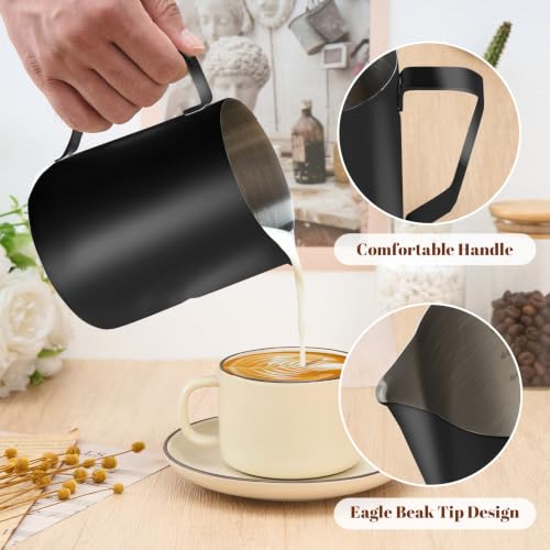 Image of Amrules Milk Frothing Pitcher 31oz Frother Cup Barista Tools, Black