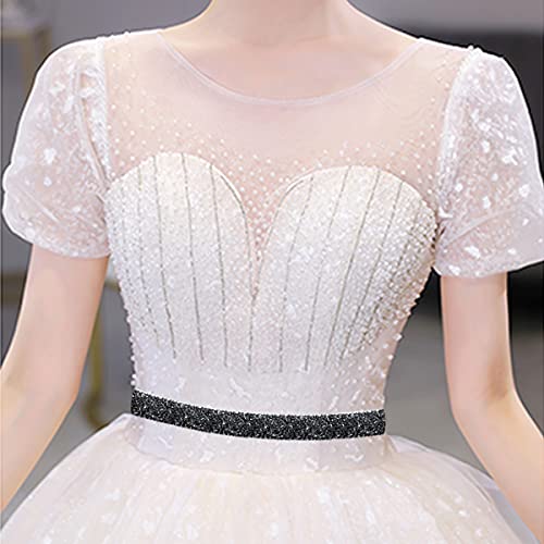 1Yard*2Cm Rhinestone Trim Sparkling Crystal Rhinestone Hotfix Applique Bling Chain Banding Belt For Diy Wedding Dress Embellishment Phone Wall Car Computer Bag Decor (Black) #TOP6