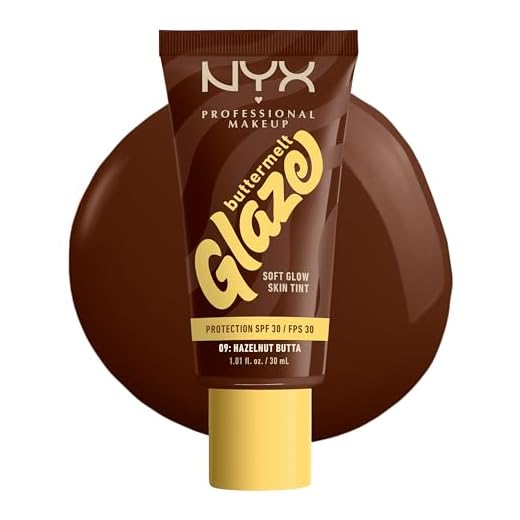 NYX Professional Makeup Foundation für alle Hauttypen, Mit Sheabutter, Mangobutter und Niacinamide, LSF 30 gegen UVA- und UVB-Strahlen, Buttermelt Glaze, Farbton: 09 Hazelnut Butta