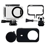 Flycoo Conjunto de 3 accesorios: Carcasa impermeable + marco + funda de silicona para la cámara de acción Xiaomi Mijia 4K Mini, transparente con tornillo de fijación y Base, color Negro