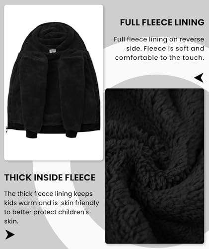 Image of V VALANCH Boys Hoodie Zip Up Fleece Lined Jacket Warm Sherpa Hooded Sweatshirts for Boys Girls 6-15 Years