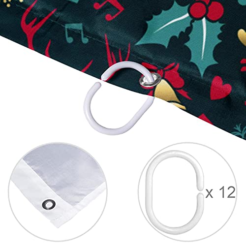 Rideau de douche élan de Noël et plage 72 x 72 cm en textile imperméable