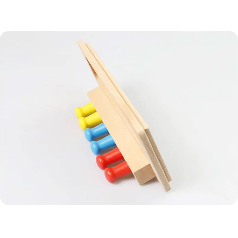 Montessori Farb-Zylinder-Steckbrett-Spielzeug, Holz-Sensorik-Steckspielset, Hand-Auge-Koordination- und Farblernspielzeug