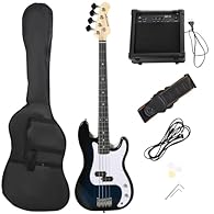 Complete kit: Our electric bass includes an amplifier, carry bag, shoulder strap, three picks, wrench and 2.5 m cable. Start playing right away – no extra accessories needed. Solid wood: Crafted from platane wood for the body and maple for the head, ...