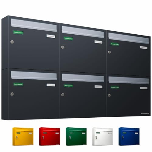 AL Briefkastensysteme Basic 6er Briefkasten RAL 7016 Anthrazit...