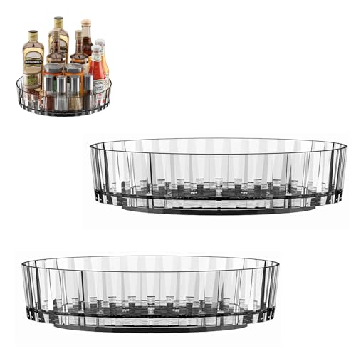 YanBous 2 unidades Organizador de cocina, pequeño plato giratorio de plástico libre de BPA para despensa, especiero giratorio para botes y especias, transparente, 21 cm