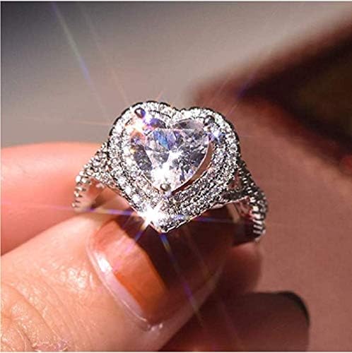 1.NO High luxury jewellery fashion 925 sterling silver CZ ring micro inlaid multi-layer cute heart-shaped simulated diamond wedding or engagement ring 3A zircon cut cushion ring for women (8)