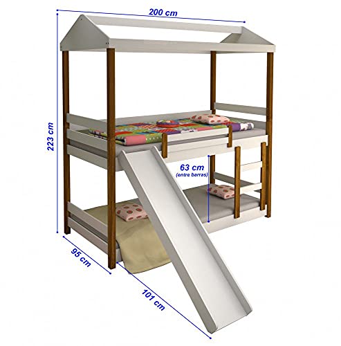 Beliche Solteiro Manuela com Escorregador Branco/Mel