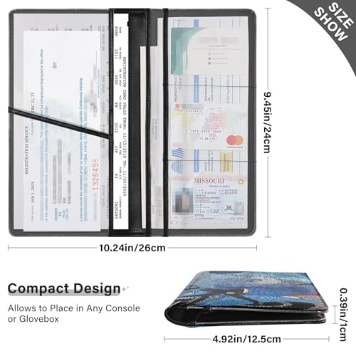 Car Registration and Insurance Holders Motorcycle Bird Print, PU Leather for License Documents Cards3