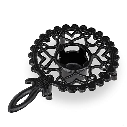 Relaxdays Scaldavivande, Scalda Tazze, Teiera e Caffettiera, in Ghisa, 1 Lumino, Design Antico, Fornellino Rustico, Nero