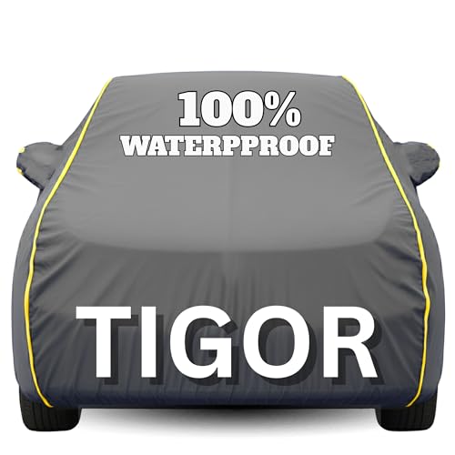 Image of Waterproof Car Body Cover - 100% Water Proof Custom Fit New Car Covers, Outdoor Full Protecting Cover for Tigor (All Models) with Free Storage Bag - UV, Rain & Dust, All Weather Protection