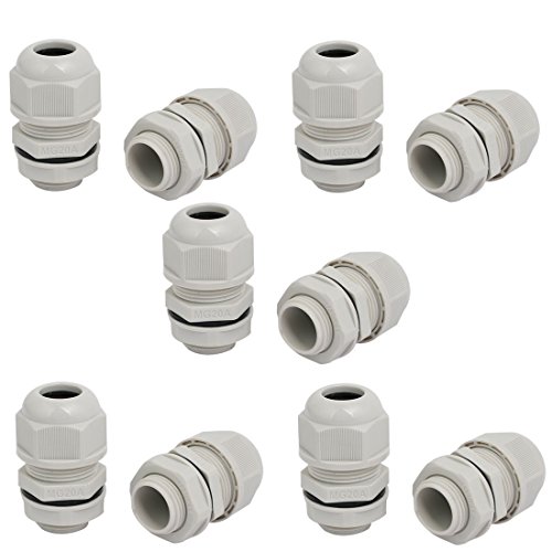 Aexit M20x1.5mm 2mm-3.1mm Transmission Range Nylon 5 Holes Adjustable Cables Gland Gray 10pcs