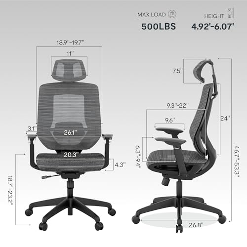 flexispot upgraded oc6 big and tall office chair heavy duty4d armrest mesh ergonomic home office chair with high backlumbar supporttilt functionand 360swivel wheelsblack