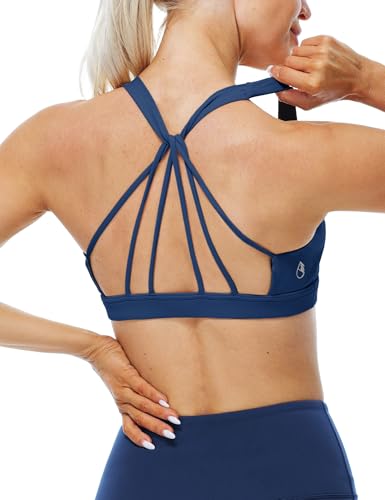 Image of icyzone Women's Padded Strappy Workout Running Sports Bras Medium Impact