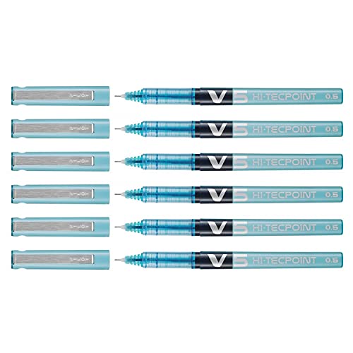 Pilot V5 Hi-Tecpoint Encre liquide fin turquoise (paquet 6)