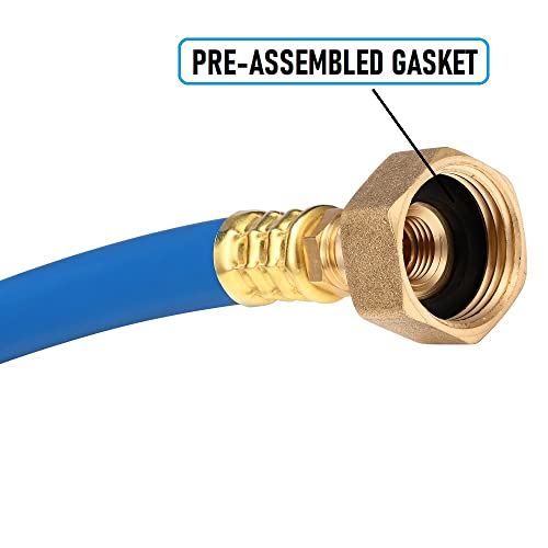 Image of 12 inch Winterize Sprinkler System RV Motorhome Boat Camper and Travel Trailer: Air Compressor Quick-Connect Plug to 3 /4 inch Garden Hose Faucet Blow Out Adapter Fitting with Shut Off Valve (Blue)