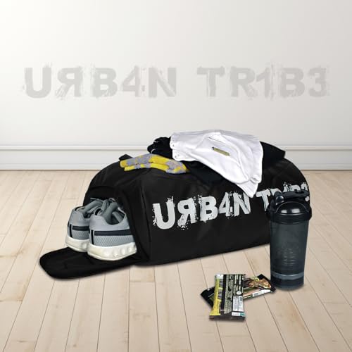 Image of URBAN TRIBE Plank 23L Gym Bag for Men and Women | Sports Duffle Bag with Shoe Compartment | Workout, Fitness, Exercise | Black