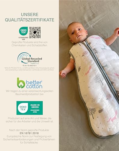 molis&co - Baby Schlafsack 2.5 TOG - Ganzjahres Schlafsack - Babyschlafsack Neugeborene - Premium-Musselin… – Ansicht 6
