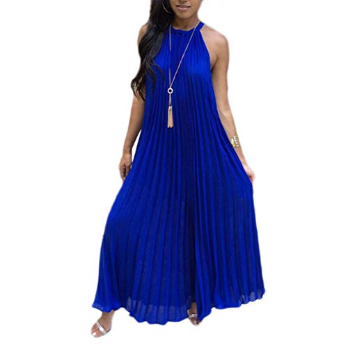 OKWIN Maxi Abito Senza Maniche Plissettato Estivo