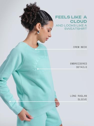 Image of CAVA Essential Sweatshirt for Women | Brushed Fleece, Round Neck, Full Sleeves, Ribbed Cuffs, Embroidery Detail | Cozy Loungewear & Travelwear