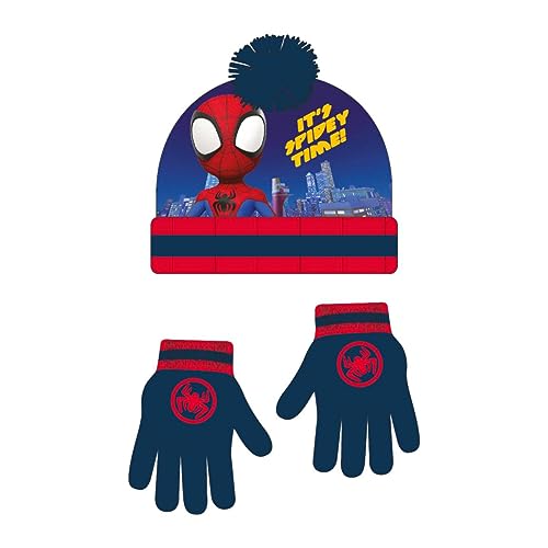 Gorro y guantes de Spiderman infantiles para el colegio y juegos al aire libre en invierno