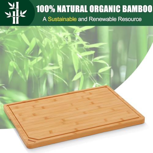 Planches à découper en bambou 2XL 50x35cm avec rainure | Homaxy - 4