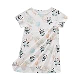 Xrknofio Girls Cotton Nightgowns Kids Balloon Panda Printed House Dress Sleepshirt Pajamas Short Sleeve Nighties 2-3Years/100