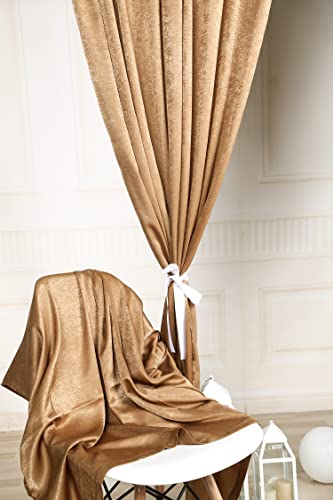 Sherway 2 Panels 4.8 Feet X 10 Feet Gold Brown Thick Satin Wedding Backdrop Drapes, Non-Transparent Window Curtains For Party Ceremony Stage Decoration #TOP4
