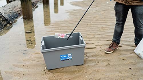 24L Litre Bam Cement Grey Recycled Plastic Heavy Duty Storage Box With Lid Home Office Stackable Container (1)