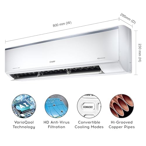 Image of Cruise 1 Ton 5 Star Inverter Split AC with PM2.5 Air Filtration (100% Copper, Convertible 4-in-1, 4 Way Swing, Fast Cooling & Energy Saving, Anti-Rust Tech, Model, CWCVBL-VP3F125, White)