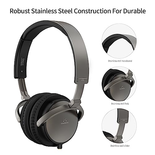 Soundmagic P55 Wired Headphones - On Ear Headphone Noise Isolating, Laptop Headphone, Pc Head Phone, 2-Year-Warranty, Gunmetal #TOP3