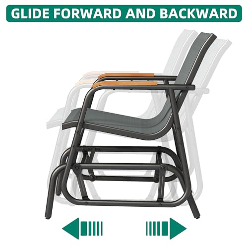 YITAHOME 3 Piece Patio Glider Set, Textilene Gliders Outdoor Furniture Grey by YITAHOME - Image 4