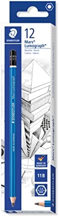 STAEDTLER 100 G6 Mars Lumograph Graphite Pencils for Drawing & Sketching - Assorted Degrees, 8B-HB (Tin of 6)
