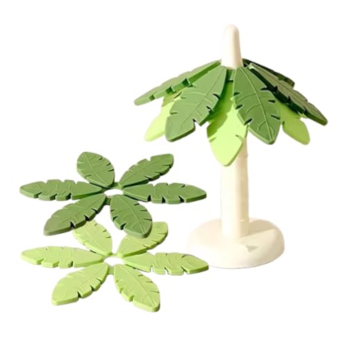 Albero – legno affettato – Snesems in legno per piatti caldi | Albero – Gioco di ramificazione spostato | Pieghe e sgattaioli in legno (5 pezzi) | CA Resistant Support Game