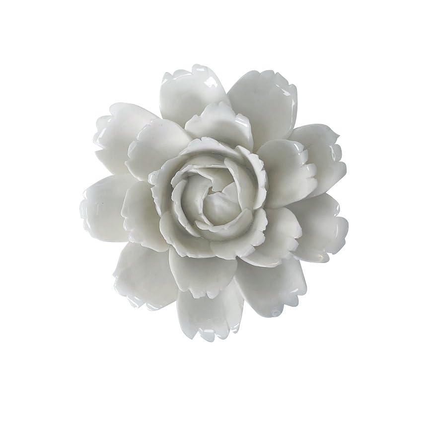 AMERRY Camellia, 2.76" Ceramic Flower Wall Art, Artificial Flower Wall Sculpture，Handcrafted 3D Hanging Porcelain Flowers,3D Wall Hanging Decor,