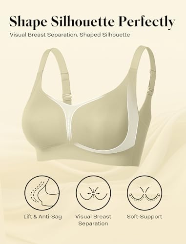 Image of COMFELIE Smooth Seamless Minimizer Bras Non Padded Comfy Everyday Bra No Underwire Supportive Bralette