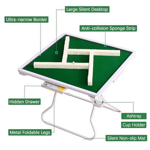 Mesa plegable de Mahjong para 4 jugadores con superficie verde miniatura 2