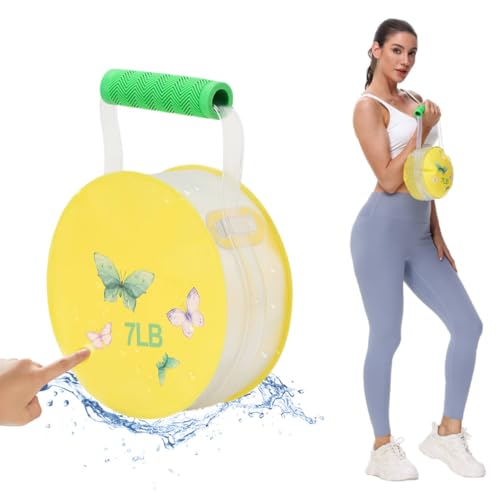 DEIRIS 2-in-1 Water Dumbbell & Kettlebell for Her, 7lbs Adjustable Soft Weights, Portable Arm Sculpting Fitness Equipment - Foldable Travel Fitness Equipment with Soft Anti-Slip Material