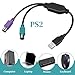 Gtziqa PS/2 to USB Cable USB to PS/2 Converter Adapter Dual PS/2 Adapter for PS/2 Keyboard Mouse Computers Accessories (Black)