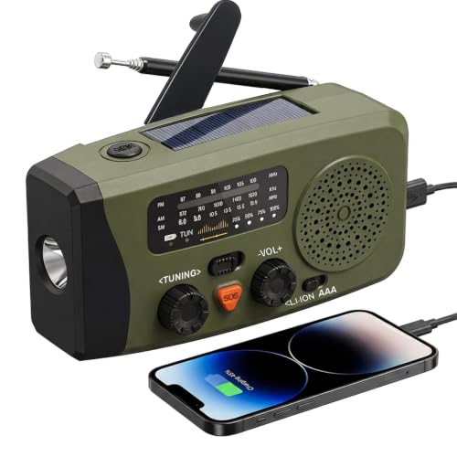 41% DESCUENTO Radio Portátil, FM/Am Radio Emergencia con Solar Recargable Radios de Dinamo con Manivela con Linterna… — oferta en Amazon