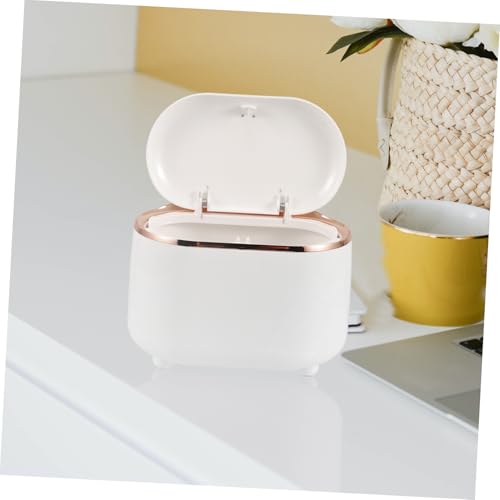 Caneca de basura rectangular blanca con tapa press top miniatura 4