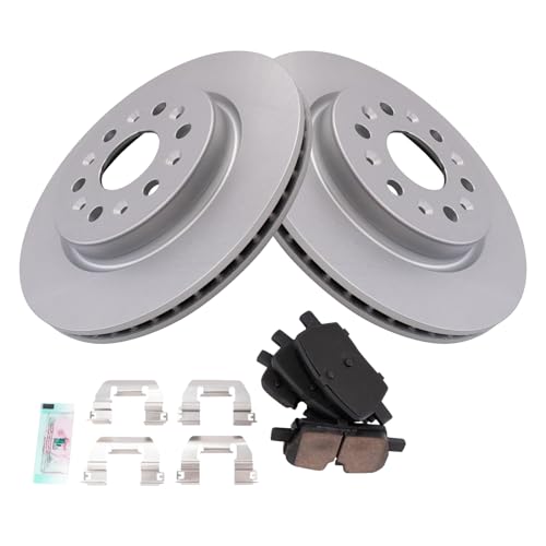 Image of TRQ Rear Brake Pad and Rotor Set Ceramic Coated Rotors Compatible with 2021 Cadillac XT5